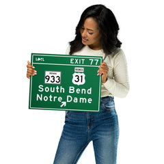 Exit 77 Metal Sign South Bend Notre Dame