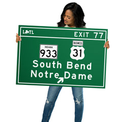 Exit 77 Metal Sign South Bend Notre Dame